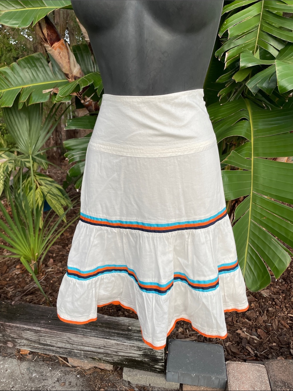 American Eagle drop waste striped ruffled skirt